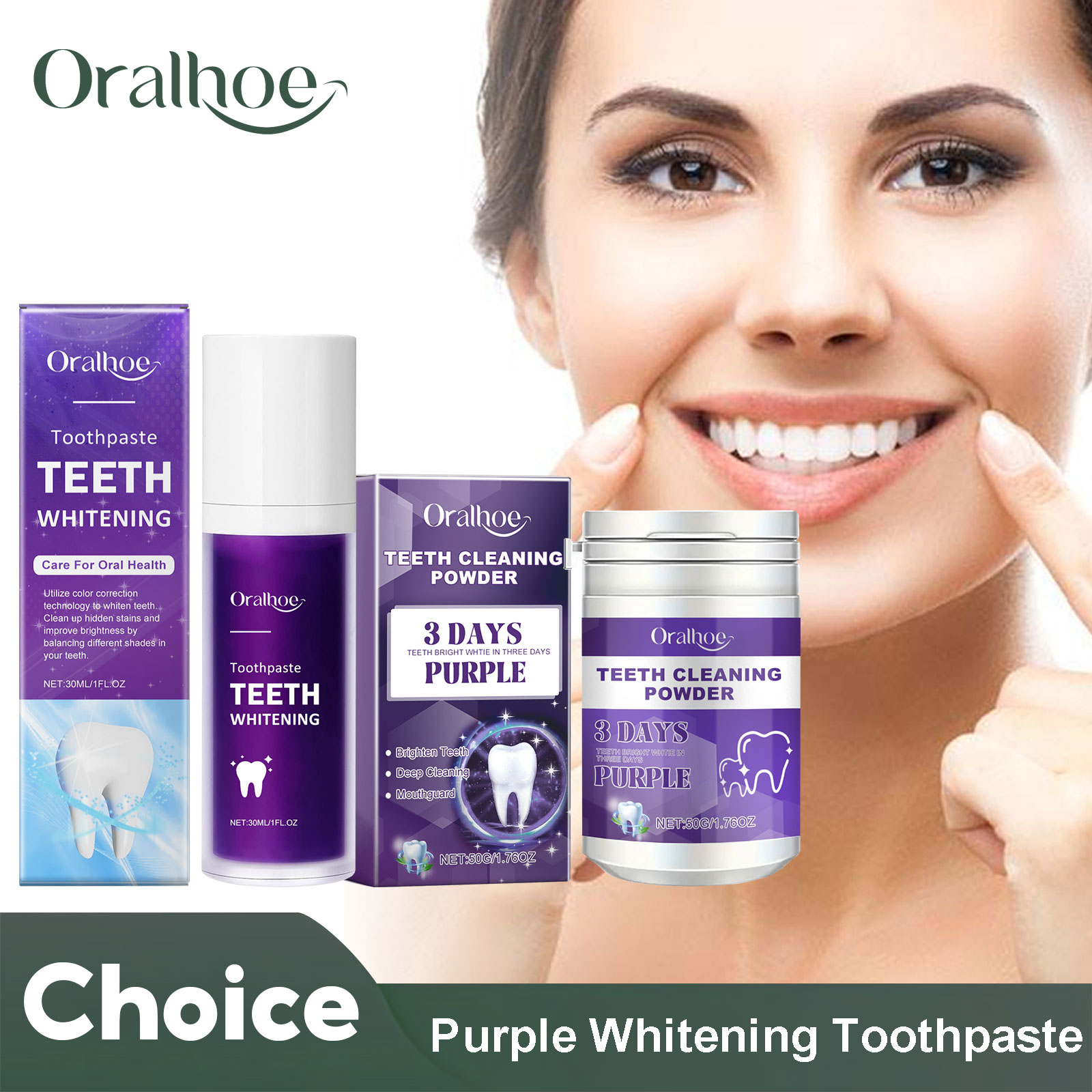 Teeth Whitening Q&M - Purple Corrector Teeth Whitening Toothpaste Deep