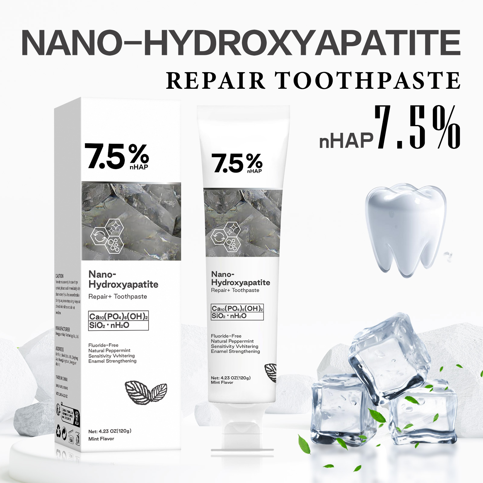 Teeth Whitening Cream - Nano Hydroxyapatite Toothpaste Remover Coffee Tea