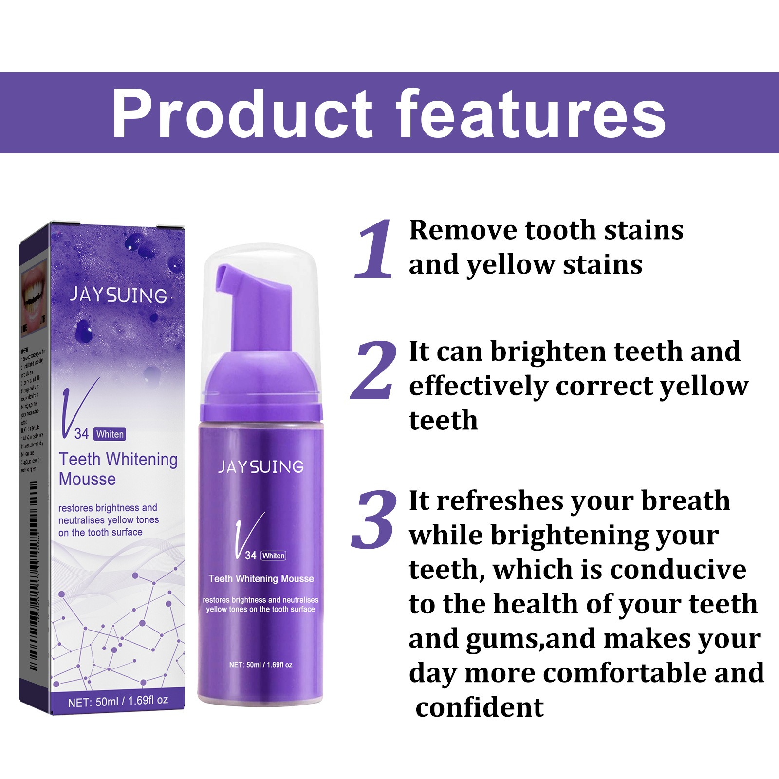 V34 Mousse Teeth Cleaning Toot - Teeth Whitening Yellow Teeth ulasan dan harga