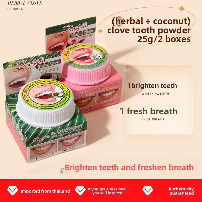 Thai Clove/coconut Tooth Powde - Teeth Whitening Cream ulasan dan harga